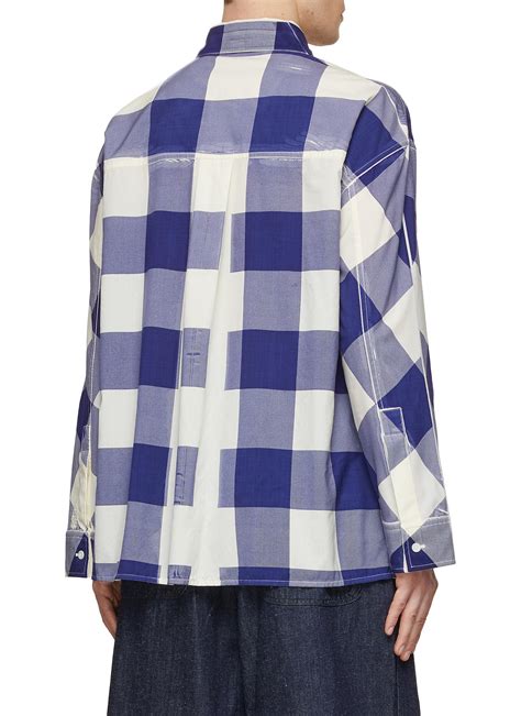 Oversized Check Wool Shirt in Beach/linden 